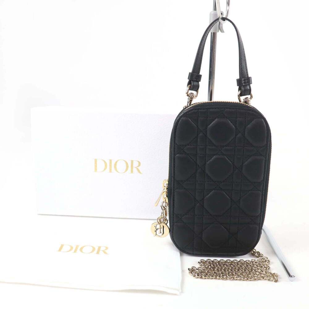 CHRISTIAN DIOR Black Lambskin Leather Shoulder Bag - Picture 2 of 11